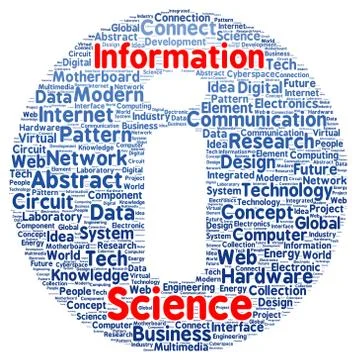 Information science word cloud shape Stockillustratie