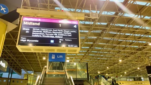 Information Screen Display In The Platform Of Perth Railway Station At Night In Stock Footage 310658352