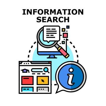 Information search concept navigating data online browsing research Stock Illustration
