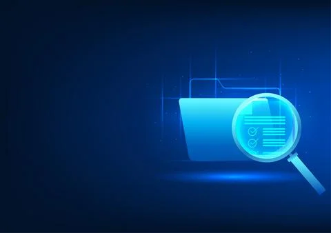 Information search technology The document icon in front is a magnifying gl.. Stockillustratie