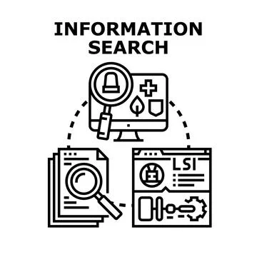 Information searching and data analysis concept developing Stock Illustration
