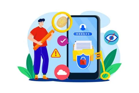 Information Security Analyst flache Illustration Konzept auf weißem Hinter.. Stock Photos