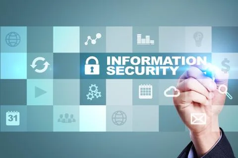 Information security and data protection concept on the virtual screen Stock-Fotos