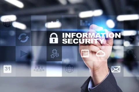 Information security and data protection concept on the virtual screen. Stock-Fotos