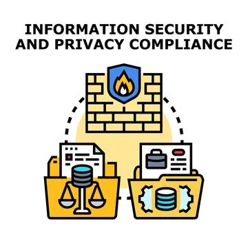 Information security and privacy compliance protecting data files Stock Illustration