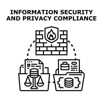 Information security and privacy compliance protecting data files Stock Illustration