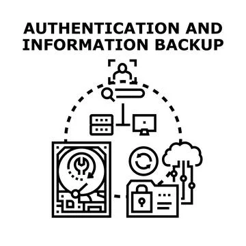 Information security authentication data backup system concept Stock Illustration