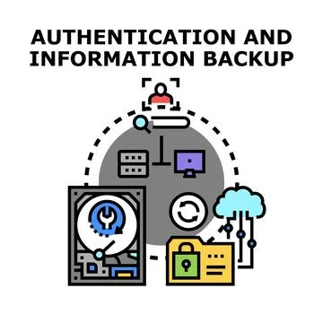 Information security authentication data backup system concept Stock Illustration