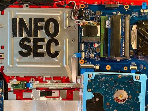 Information Security on Computer Motherboard Stock Photos