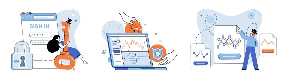 Information security. Computer networks play vital role in facilitating secure Stock Illustration