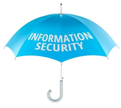 Information Security concept with umbrella. 3D rendering Stock Illustration