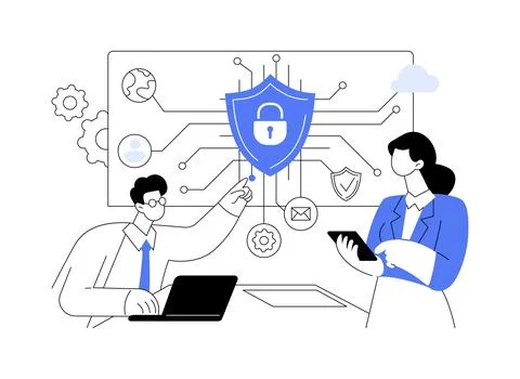 Information security consultant abstract concept vector illustration. Stock Illustration