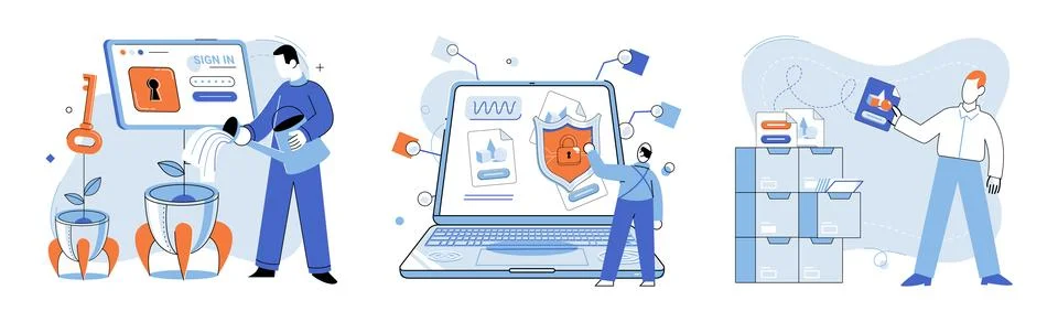 Information security. Data confidentiality is integral part information security Stock Illustration