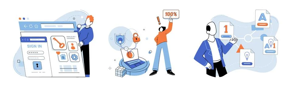 Information security. Databases serve as repositories for storing and securing Stock Illustration