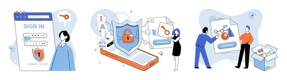 Information security. The information security metaphor illustrates layers Stock Illustration