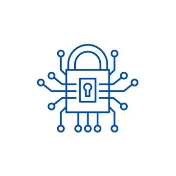 Information security line icon concept. Information security flat vector symbol Stock Illustration