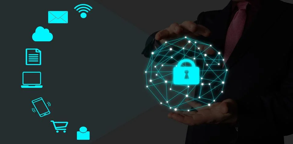 Information security measures. User-driven. Protection against cyber-attacks. Foto stock