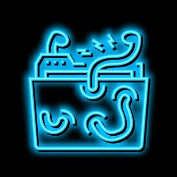 Information security neon glow icon illustration 스톡 일러스트