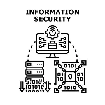 Information security protecting digital data online Illustrazione stock
