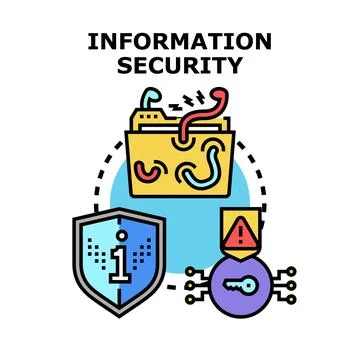 Information security protecting digital data with cyber shield Stock Illustration