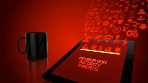 Information security threats tablet concept in red Stock-Illustration