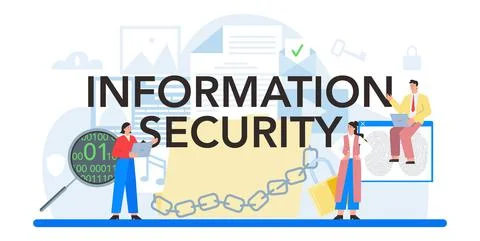 Information security typographic header. Idea of digital data protection Stock Illustration