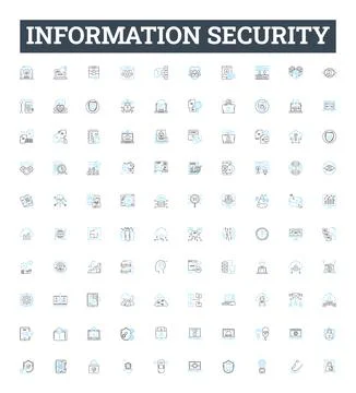 Information security vector line icons set. Data, Privacy, Encryption, Cyber Illustrazione stock