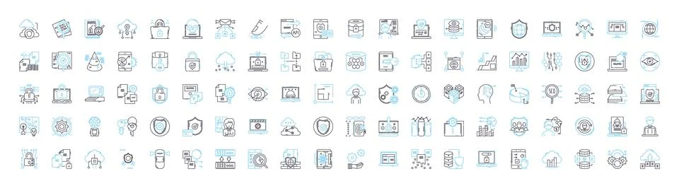 Information security vector line icons set. Data, Privacy, Encryption, Cyber Stock Illustration