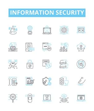 Information security vector line icons set. Data, Privacy, Encryption, Cyber Stock Illustration