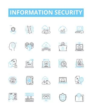 Information security vector line icons set. Data, Privacy, Encryption, Cyber Stock Illustration