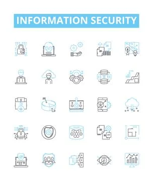 Information security vector line icons set. Data, Privacy, Encryption, Cyber Stock Illustration