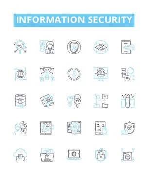 Information security vector line icons set. Data, Privacy, Encryption, Cyber Stock Illustration