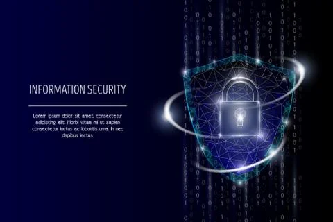 Information security, vector polygonal art style illustration Stockillustratie