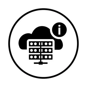 Information, server icon. Black vector graphics. Stock Illustration