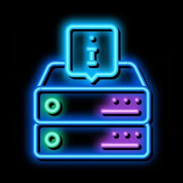 Information on server for machine learning neon glow icon illustration Stock Illustration