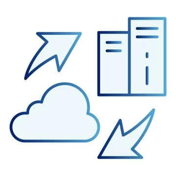 Information sharing flat icon. Server and cloud blue icons in trendy flat style Stock Illustration