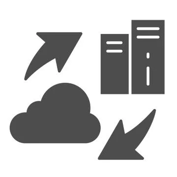 Information sharing solid icon. Cloud with server vector illustration isolated Stock Illustration