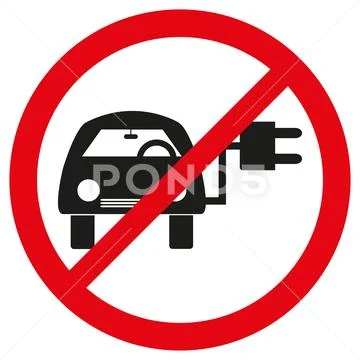 Information sign electric cars prohibited Stock Illustration