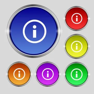 Information sign icon. Info speech bubble symbol. Set colour buttons. Vector Illustrazione stock