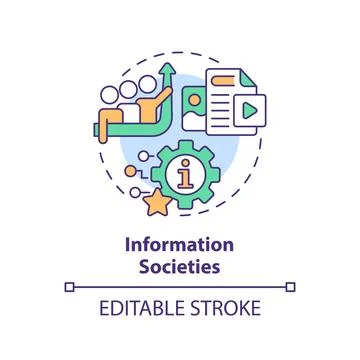 Information societies multi color concept icon Stock Illustration