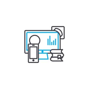 Information sources vector thin line stroke icon. Information sources outline Stock Illustration