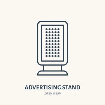 Information stand flat line icon. Outdoor advertising sign. Thin linear logo for Stock Illustration