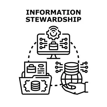 Information stewardship protecting global data and digital assets Stock Illustration