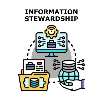 Information stewardship protecting global data and digital assets Stock Illustration