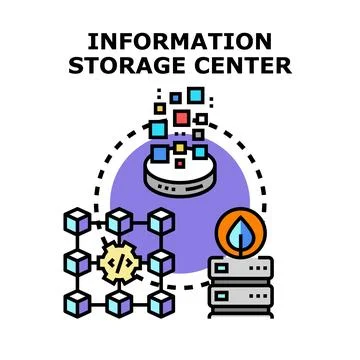 Information storage center illustrating data management and analytics Stock Illustration