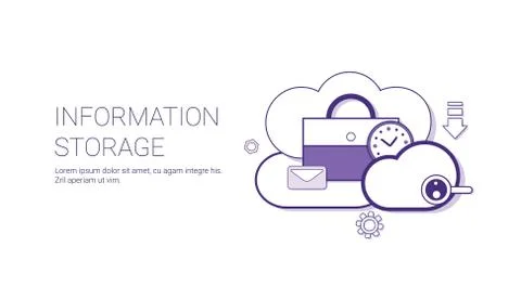 Information Storage Database Cloud Technology Concept Banner With Copy Space Stock Illustration