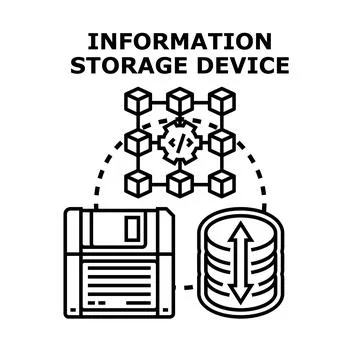 Information storage device concept storing digital data Stock Illustration