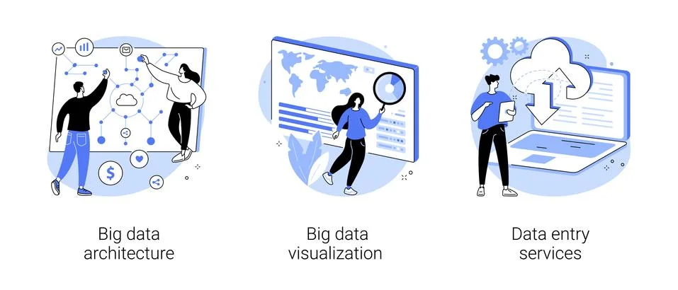 Information storage infrastructure abstract concept vector illustrations. Illustrazione stock
