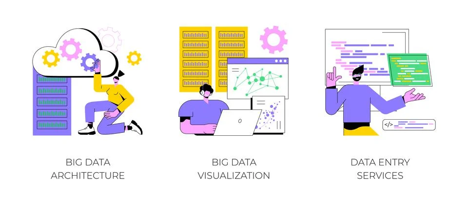 Information storage infrastructure abstract concept vector illustrations. Stock Illustration