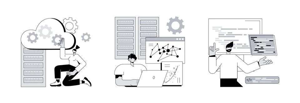 Information storage infrastructure abstract concept vector illustrations. イラスト素材